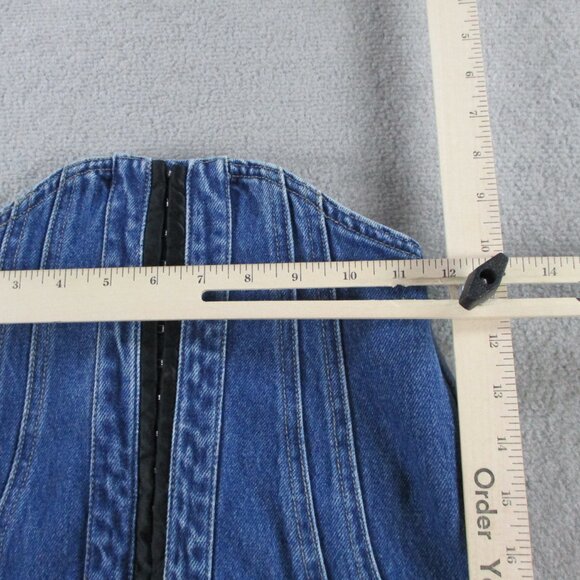 Naked Wardrobe Denim Corset Womens XS Blue Dreams Strapless Lace Up Back Top EUC - Picture 6 of 8